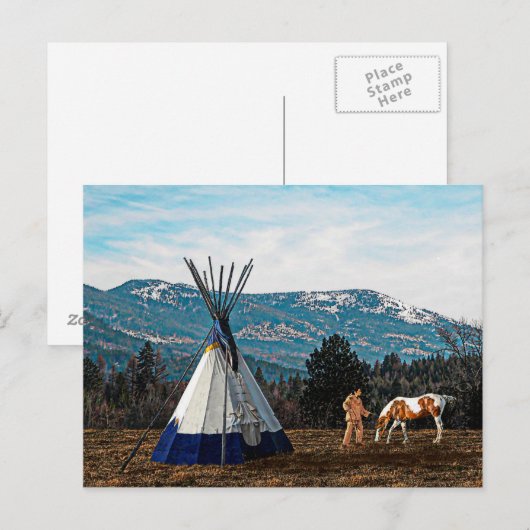 Carte Postale Tipi - Camp d'hiver (Devant / Derrière)