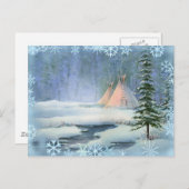 Carte Postale TIPI PAISIBLE & FLAKES DE NEIGE par SHARON SHARPE (Devant / Derrière)