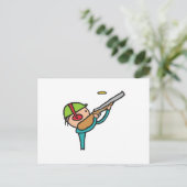 Carte Postale Tir sur le piège de Pigeon d'argile (Debout devant)