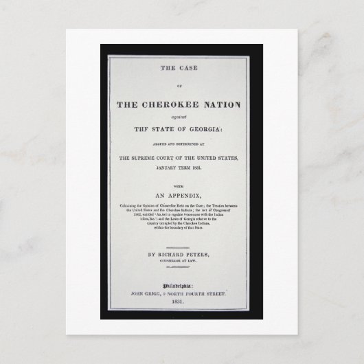 Carte Postale Tirage anti-enlèvement, par Nation Cherokee, en ré (Devant)