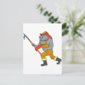 Carte Postale Tirage de Bulldog Firefighter Pike Pole Fire Ax (Debout devant)