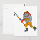 Carte Postale Tirage de Bulldog Firefighter Pike Pole Fire Ax (Devant / Derrière)
