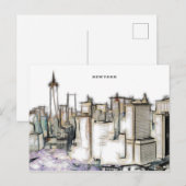 Carte Postale Tirage de Newyork City en noir et blanc (Devant / Derrière)