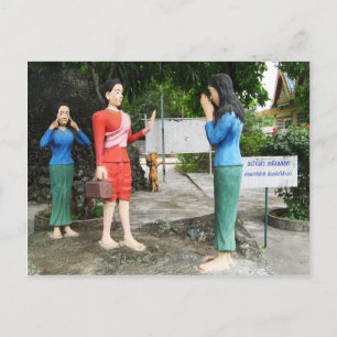 Carte Postale Tirer Les Visages Derrière Le Dos