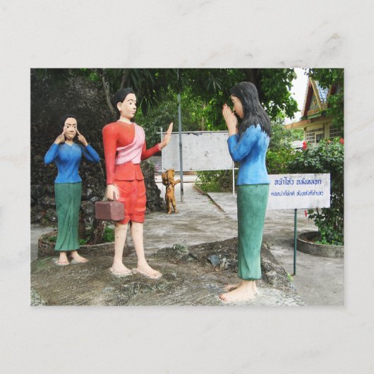 Carte Postale Tirer Les Visages Derrière Le Dos (Devant)