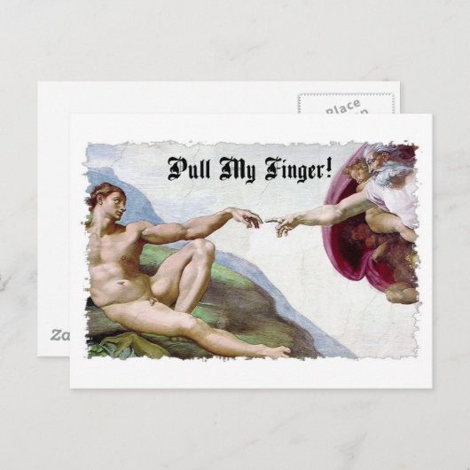 Carte Postale Tirez mon doigt - Humour de départ de la création (Devant / Derrière)