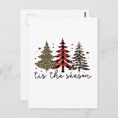 Carte Postale "Tis the Season" Plaid Leopard Christmas Trees (Devant / Derrière)