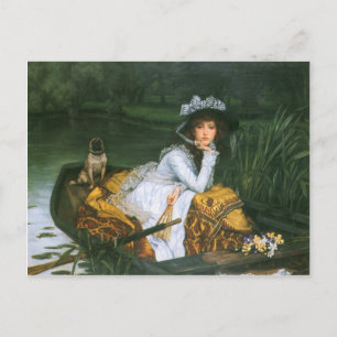 Carte Postale Tissot : Jeune dame en bateau