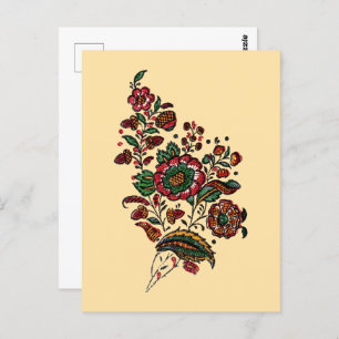 Carte Postale Tissu de chintz en coton indien vintage