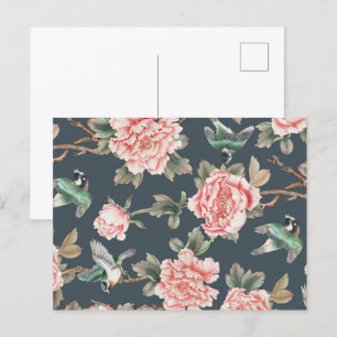 Carte Postale Tissu de découpage rose Vintage floral