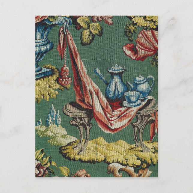 Carte Postale Tissu représentant un pot de chocolat et une théiè (Devant)