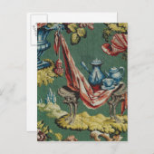 Carte Postale Tissu représentant un pot de chocolat et une théiè (Devant / Derrière)