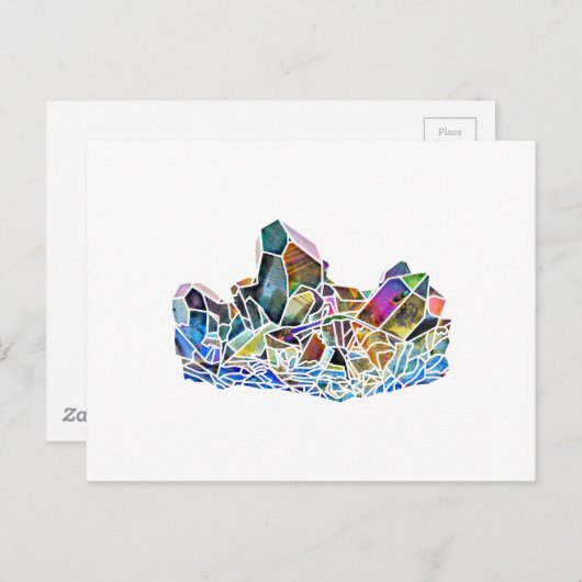 Carte Postale Titane Quartz Healing Cristal Art arc-en-ciel Aura (Devant / Derrière)
