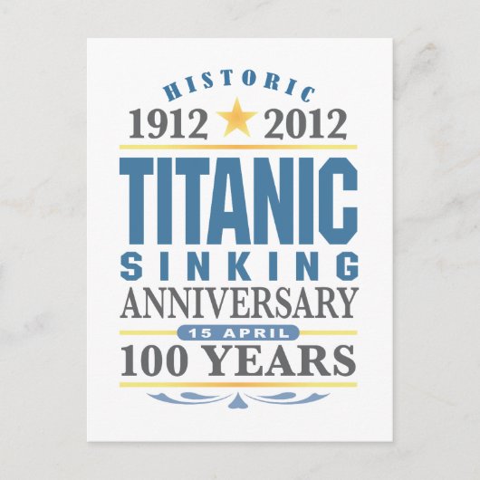 Carte Postale Titanic Sinking 100 ans Anniversaire (Devant)