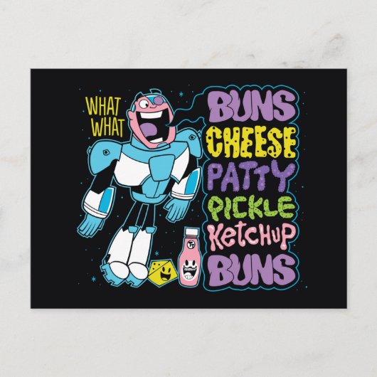 Carte Postale Titans Ados, allez ! | Cyborg Burger Rap (Devant)