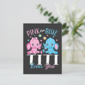 Carte Postale Titi rose ou bleu t'aime bébé éléphant (Debout devant)