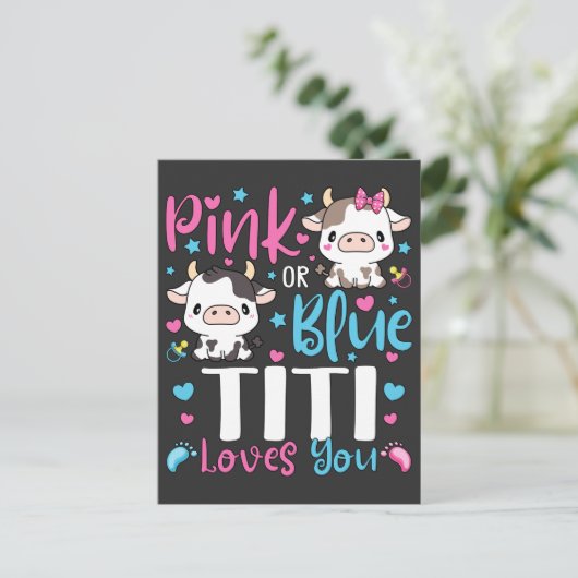 Carte Postale Titi rose ou bleu t'aime Cadeaux Vache Bébé (Debout devant)