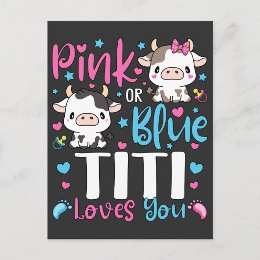 Carte Postale Titi rose ou bleu vous aime Cadeaux Vache Bébé (Devant)
