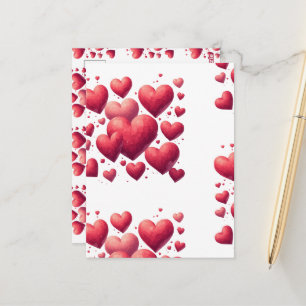 Carte Postale Titre : Cœurs écarlates et romance rouge