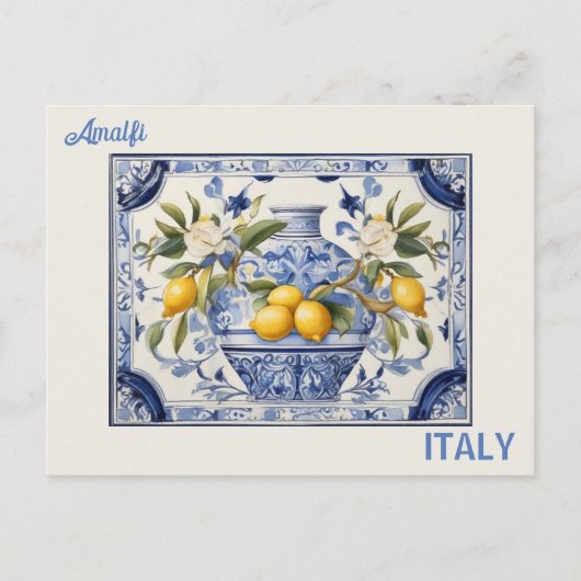 Carte Postale Titres bleus et citrons d'Amalfi Italie (Devant)