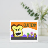 Carte Postale Toast, La Menace Gluten : Style 8 bits (Debout devant)