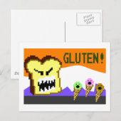 Carte Postale Toast, La Menace Gluten : Style 8 bits (Devant / Derrière)