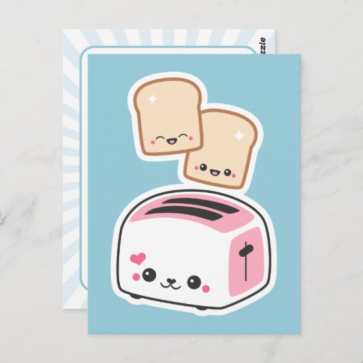 Carte Postale Toaster rose mignon (Devant / Derrière)
