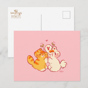 Carte Postale Tobi & Tansy Câlin - Joli Chat & Lapin