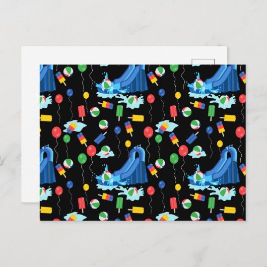 Carte Postale Toboggan Enfants Été Garçon Fille Amusement (Devant / Derrière)