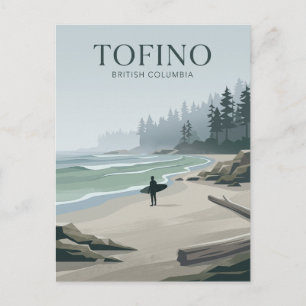 Carte Postale Tofino Surfeur sur la plage Chesterman au Canada