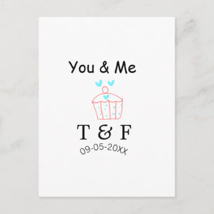Carte Postale Toi et moi amour gâteau rouge Saint-Valentin nom
