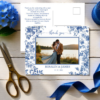Carte Postale Toile Bleue Romantique Code QR Photo Merci