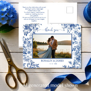 Carte Postale Toile Bleue Romantique Code QR Photo Merci