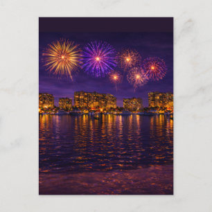Carte Postale Toile d'art mural Feux d'artifice de nuit au bord