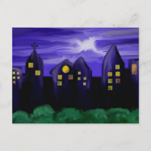 Carte Postale Toile de la ville de ciel nocturne