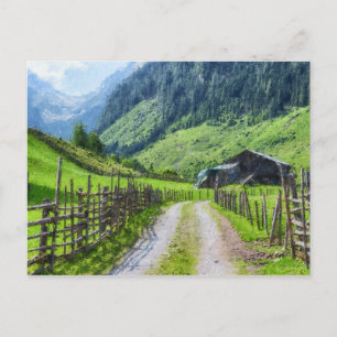 Carte Postale Toile de peinture à l'huile de terres agricoles du