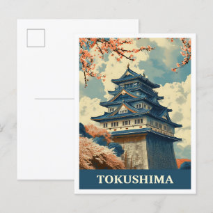 Carte Postale Tokushima Japon Vintage Art Illustration de voyage