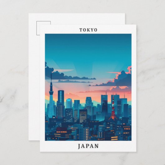 Carte Postale Tokyo Japon Élégant Vintage voyage d'art (Devant / Derrière)