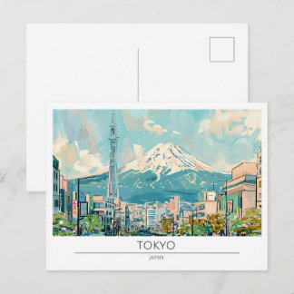 Carte Postale Tokyo Japon Illustration d'Art Vintage Voyage