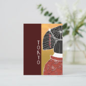 Carte Postale Tokyo Japon Kimono Yukata Temple Main Illustré (Debout devant)