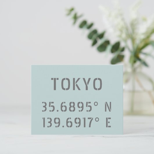 Carte Postale Tokyo Latitude & Longitude (Debout devant)