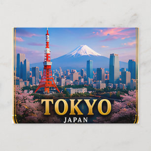 Carte Postale Tokyo Néon Skyline et Vues du Mont Fuji