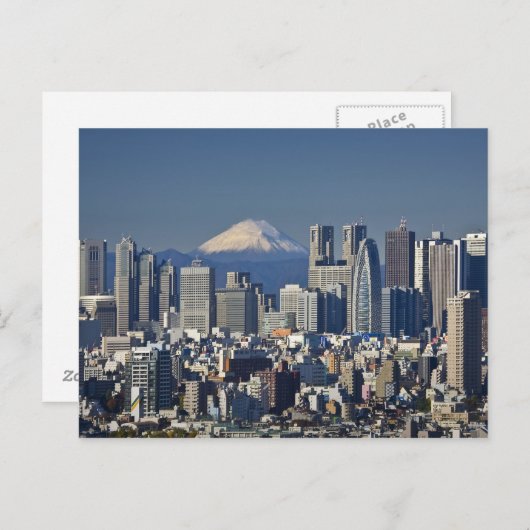 Carte Postale Tokyo, Shinjuku District Skyline, Mont Fuji, (Devant / Derrière)