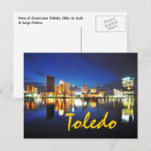 Carte Postale Toledo, Ohio à la tombée de la nuit (Devant / Derrière)