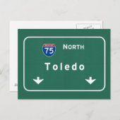 Carte Postale Toledo Ohio oh Autoroute Interstate Autoroute : (Devant / Derrière)
