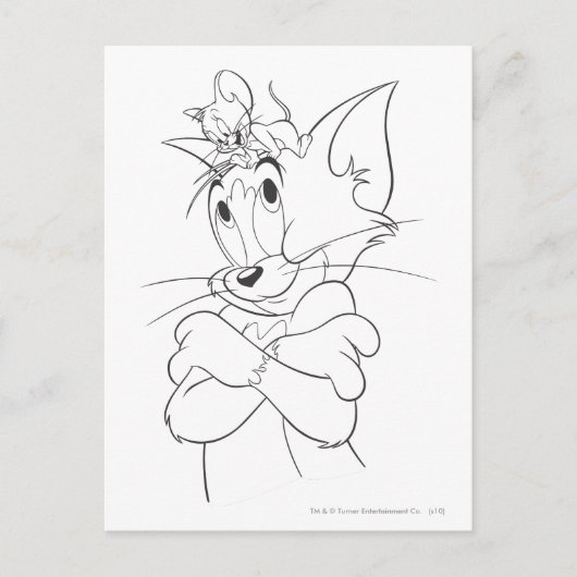 Carte Postale Tom et Jerry On Head (Devant)
