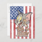 Carte Postale Tom & Jerry avec le drapeau américain (Devant / Derrière)