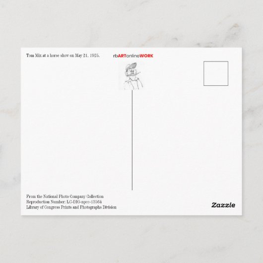 Carte Postale Tom Mélange À Un Spectacle Cheval (Dos)