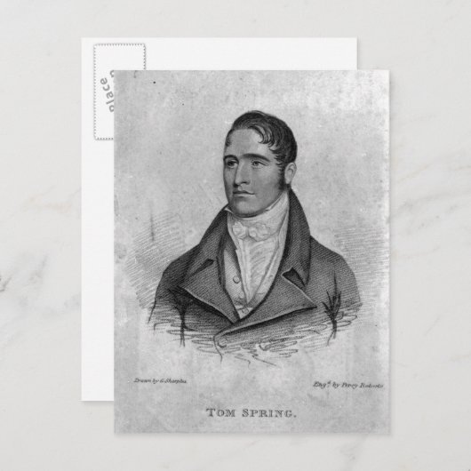 Carte Postale Tom Spring, gravé par Percy Roberts (Devant / Derrière)