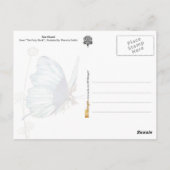 Carte Postale Tom Thumb fait un tour sur un papillon bleu (Dos)